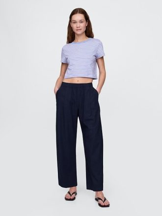 Orta Bel Keten Karışımlı Easy Barrel Pantolon