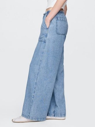 Orta Bel Ultra Yumuşak Kolay Bol Paça Kot Pantolon