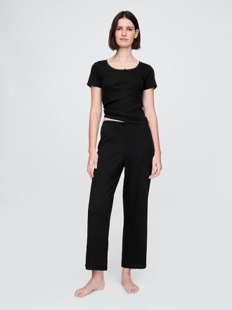 Pointelle Kırpılmış Pijama Pantolonu
