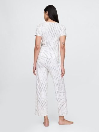 Pointelle Kırpılmış Pijama Pantolonu