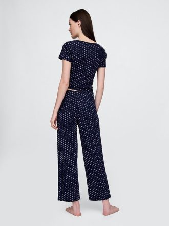 Pointelle Kırpılmış Pijama Pantolonu