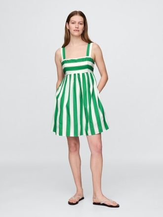 Poplin Bağcıklı Mini Elbise