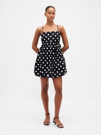 Poplin Balon Mini Elbise