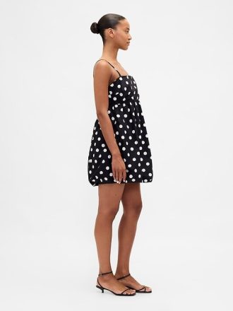 Poplin Balon Mini Elbise