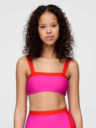 Renk Bloklu Bandeau Bikini Üstü