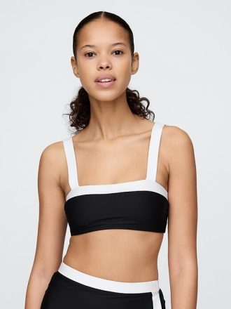 Renk Bloklu Bandeau Bikini Üstü