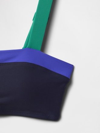 Renk Bloklu Bandeau Bikini Üstü