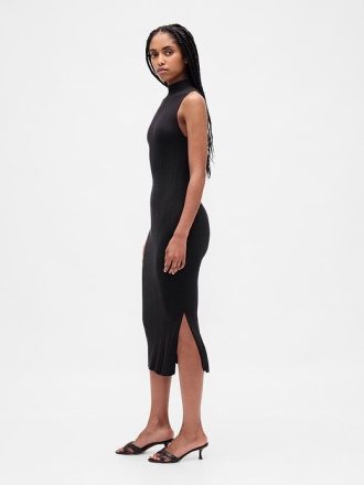 Rib Midi Kazak Elbise