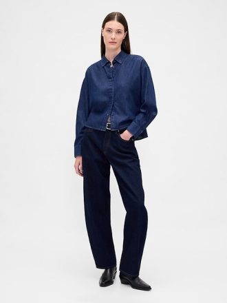 UltraSoft Denim Düz Paça Kısa Gömlek