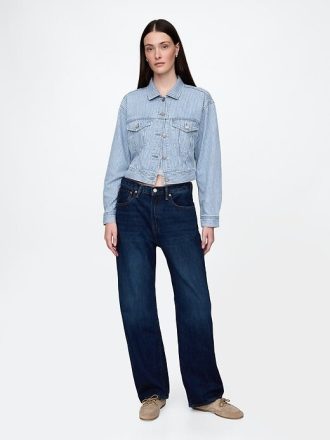 UltraSoft Denim Çizgili Kısa İkon Ceket