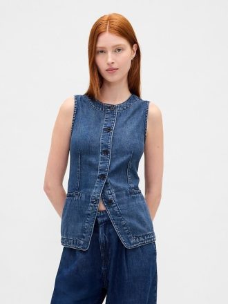 UltraSoft Denim Uzun Yelek