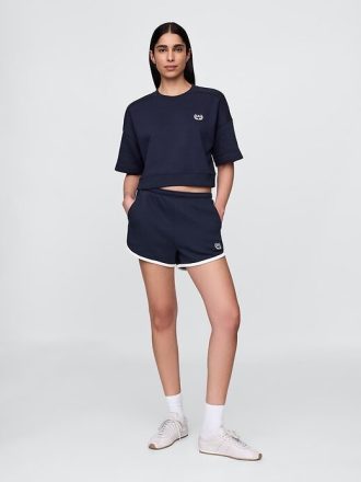 VintageSoft Dirsek Kollu Kısa Sweatshirt