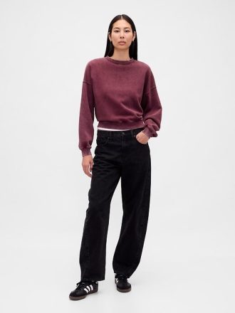 VintageSoft Kamalı Yuvarlak Yaka Sweatshirt